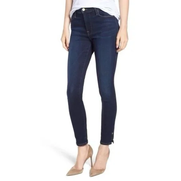 FRAME Denim Le High Skinny Slit Hem Skinny Jeans In Wythe - Picture 11 of 12